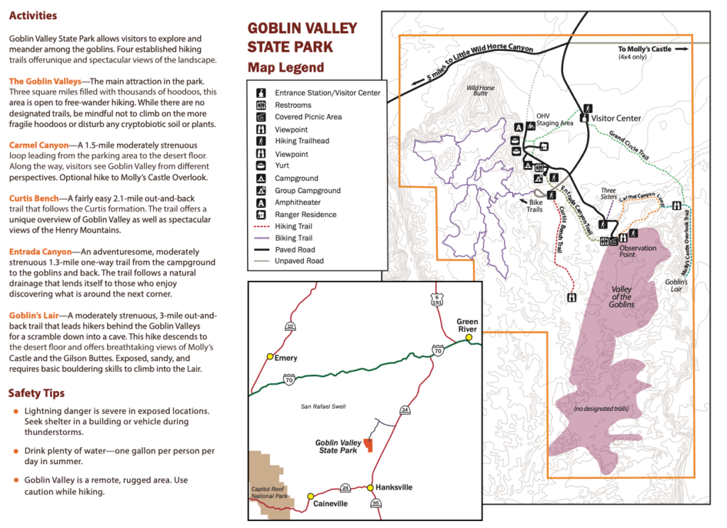 Goblin Valley State Park Map